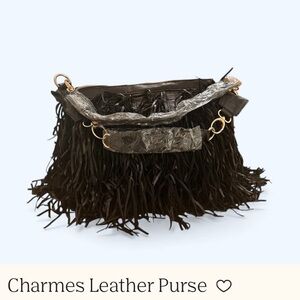 NWT Charmes Black Fringe Genuine Leather Shoulder Bag, MSRP $159